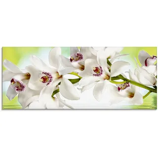 Glasbild ARTLAND "Weiße Orchidee", weiß (farbe bild(er): weiß), B:125cm H:50cm, Bilder, in verschiedenen Größen