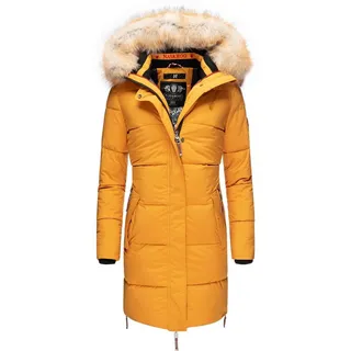 Navahoo Wintermantel Halina modischer Damen Winter Steppmantel mit Kapuze gelb S (36)