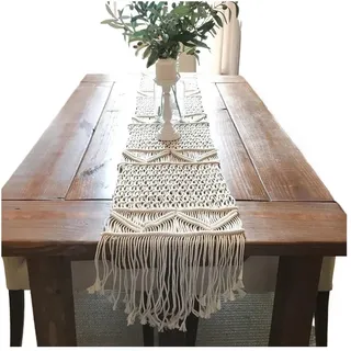 MOVDARL Weihnachtstischläufer, modern, schick, böhmisch, handgefertigt, gewebter Makramee-Tischläufer für Hochzeit, Party, Bankett, Boho, A, 35 x 200 cm