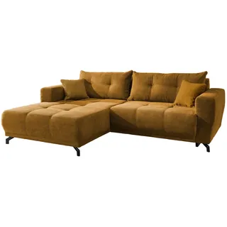 Mid.you Ecksofa, Gold, Metall, 4-Sitzer, Füllung: Schaumstoff, Ottomane links, L-Form, 246x177 cm, seitenverkehrt erhältlich, Rücken echt, Armteil links, rechts, elektrischer Sitzvorzug, Wohnzimmer, Sofas & Couches, Wohnlandschaften, Ecksofas