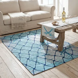 Sansibar Keitum 005 Webteppich 190 x 280 cm Blau/Türkis