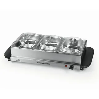Gourmetmaxx Chafing-Dish GOURMETmaxx, Schwarz, Silber, Metall, Kunststoff, 1,5 L, rechteckig, 14.7x27.8x54.6 cm, Tischkultur & Servieren, Tabletts