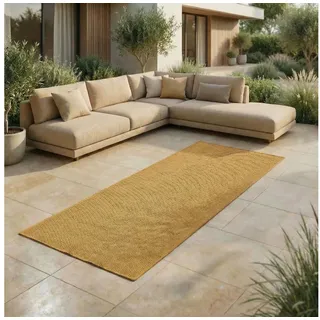 Jimri Outdoorteppich Key West, Läufer, Outdoor Teppich Balkonteppich Terassenteppich gelb Läufer | 60 cm x 110 cm