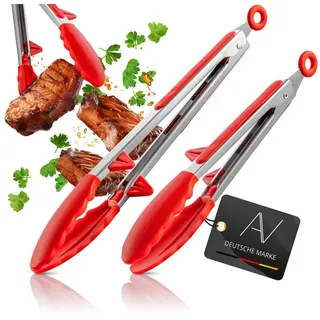 AVANA Küchenzange 2er Set Edelstahl/Silikon Rot
