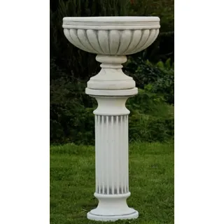 Casa Padrino Barock Säule mit Blumentopf Weiß / Grau Ø 54 x H. 114 cm - Prunkvolle Barockstil Gartendeko Stein Säule mit Pflanzentopf - Barock Garten & Terrassen Deko Accessoires
