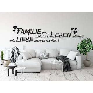 tjapalo® a23 Wandtattoo Familie Spruch wohnzimmer Sprüche Wandsticker Familiensprüche Wandtattoo Familie ist, Farbe: olive, Größe: B100xH23cm
