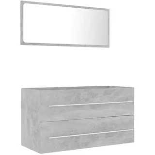 vidaXL Badmöbel-Set Betongrau 2-tlg. Holzwerkstoff