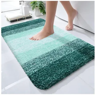 LuxusKollektion Badematte Badematte Mikrofaser Hochflor rutschfest waschbar 51x76 cm Dunkelgrün blau|grün