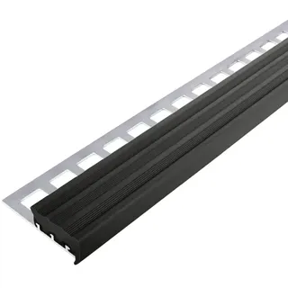 Stufenkantenprofil mit breiter Gummieinlage schwarz (11 mm, 250 cm)