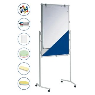 Maul Moderationstafel MAULpro 63811, inkl. Zubehör, Textil/Whiteboard, Rollen, 75 x 120 cm, blau/weiß