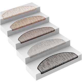 Stufenmatte Geneva, Halbrund oder Eckig, Umkettelt, Karat, Halbrund, Selbstklebender Treppenschutz grau|silberfarben