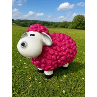 Lustiges Deko Schaf bunt Lamm Rosa Pink L42 cm Tierfigur Gartenfigur Tier