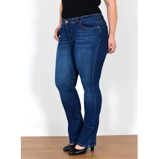 ESRA Bootcut-Jeans Stretch Jeans Damen High Waist Bootcut Jeans bis Übergröße Plus Size Wide Leg Jeans Damen Bootcut Schlaghose Damen Jeans Flared High Waist blau 54
