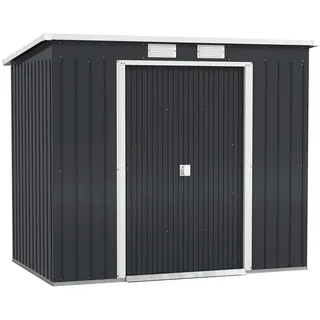 Outsunny Gartenhaus 2,13 x 1,30 m Dunkelgrau