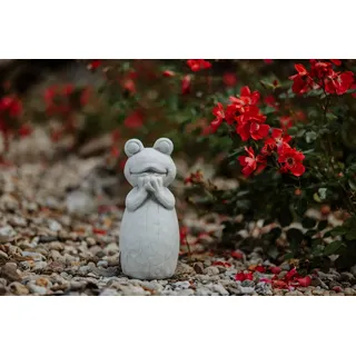 gartendekoparadies.de Gartenfigur Lustige Steinfiguren, Kuh Hase Katze Eule Frosch, Steinguss, 24-26 cm, Frostsicher grau 10 cm x 10 cm x 22 cm