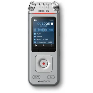 Philips DVT4115 VoiceTracer, Audio Recorder, MP3/PCM, 3 HiFi-Mikrofone, exzellente Fernaufnahme, Inkl. Sembly AI-Testlizenz: Transkription & KI-Zusammenfassungen