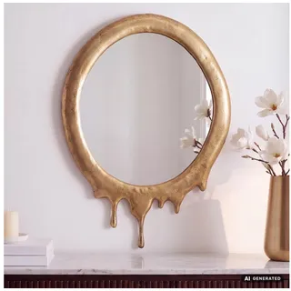 FineBuy Wandspiegel Oval 50 x 71 cm Gold