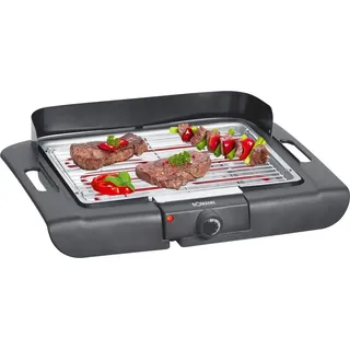 Bomann Elektrogrill BQ 2243 CB, Barbecue-Tischgrill, Indoor-Outdoor BBQ-Grill, Tischgrill für Balkon/Camping/Gartengrill, Grillrost, Windschutz - Schwarz