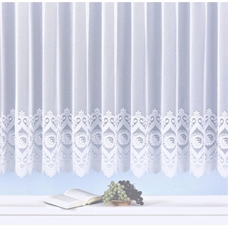 Gardine Homburg, Weckbrodt, Kräuselband (1 St), halbtransparent, Jacquard, Store, strukturierte Oberfläche, Bordüre, Kante, Sockel, gebogt weiß 600 cm x 135 cm