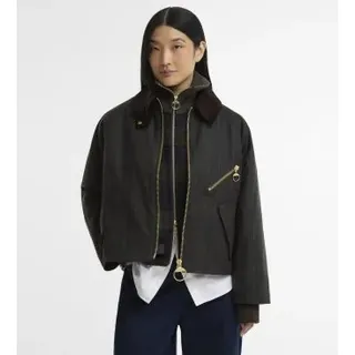 Barbour für Damen. LWX1567 Arlene Checked Wax Jacke aus gewachster Baumwolle grün (M), Lässig