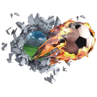 TOARTI 3D Wandtattoo Fußball,62x47cm,Durchbruch Wandaufkleber für Kinderzimmer Jungen,Bunte Fussball Wandbild,Wandtattoo Junge Teenager,Arena Mauer Tür-aufkleber Poster,Wand Deko für Jugendzimmer