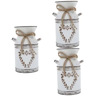 GANAZONO 3st Herzförmiges Blumenarrangement Leben Seide Vase Mit Blumenkrug Vase Mit Blumenarrangement Rustikaler Blumeneimer Trockenblumenvase Lavendel Alter Krug Metall Weiß Schweinekäfig