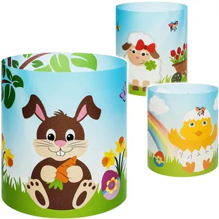 alles-meine.de GmbH 5 Stück - kleine Tischlichter Motiv frei wählbar Osterhase & Ostereier - Ostern 10 cm - Licht - für Teelichter/Batterie LED Lichter & Kerzen - Windlic..
