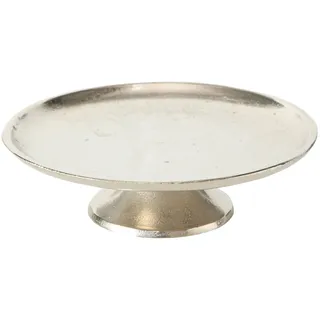 Boltze Deko-Tablett Ø 19 cm FLAIRE, Ø 19 cm - Silbergrau - Aluminium - mit Standfuß