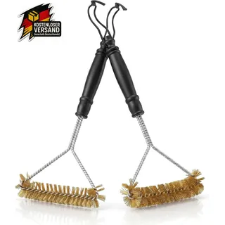 Grillbürste Messing Zweiteilig für Gussrost und Gusseisen Grillreinigung