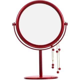 Lurrose Vintage Make Up Spiegel Rote Tischspiegel Schminkspiegel Taschenspiegel Kosmetikspiegel Badezimmerspiegel Duschspiegel Badspiegel für Schlafzimmer Wohnzimmer Tischdeko