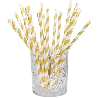 Boland Trinkhalme aus Papier 20 St. Gold/Weiß 19,7 cm