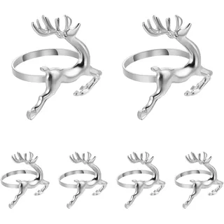 BESTOYARD 6 StÜCke Weihnachten Rentier Servietten Ringes, 5.5cm Hirsch Serviettenhalter Rentier Serviettenschnalle, Weihnachtsdeko FüR Hochzeit, Bankett Und KüChe