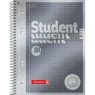 Brunnen Collegeblock Student Premium A5 kariert grau