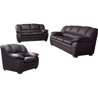 Cotta Polstergarnitur COTTA "Casino, Sofa Set, 3-2-1 Sitzer, Wohnzimmer Garnitur", braun, H:88cm T:92cm, Sitzmöbel-Sets, Sessel, 2-Sitzer, 2,5-Sitzer, hohe Rückenlehne, Topseller