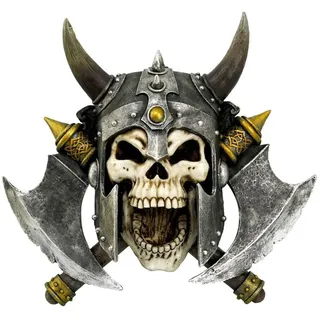 Figuren Shop GmbH Dekoobjekt Wandrelief Wikinger Totenkopf - Valhalla's Vengeance - Gothic Fantasy bunt