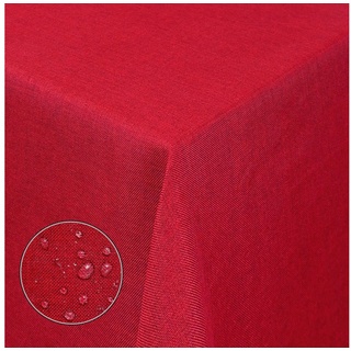 Moderno Tischdecke Tischdecke Stoff Damast Leinen-Optik Jacquard mit Fleckschutz, Oval 160x220 cm rot Oval 160x220 cm