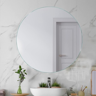 SARAR | Runder Badspiegel Badezimmerspiegel KSR, Kristallspiegel nach Maß, runder Wandspiegel Badezimmer ohne Beleuchtung | ø 100 cm