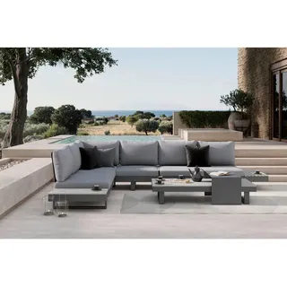 Ambia Garden Loungegarnitur, Anthrazit, Dunkelgrau, Metall, Kunststoff, Textil, 4-teilig, Füllung: Polyester,Schaumstoff, einzeln stellbar, 329x245 cm, gastro- und objekttauglich, Loungemöbel, Gartenlounge-Sets