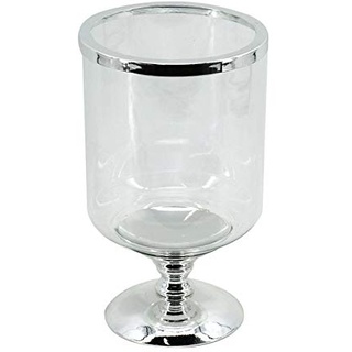 EUROCINSA Ref. 19147 Teelichtglas mit silberfarbenem Metallsockel Ø 15,2 x 25,5 cm. 1 Stück, Metall/Glas, Silber, Einheitsgröße