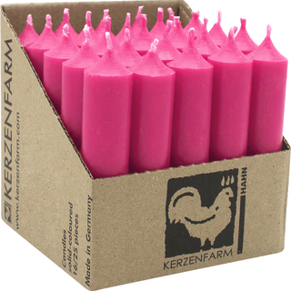 Stabkerzen aus Paraffin, 100/22 mm, Pink, KERZENFARM HAHN, Brenndauer ca. 4h, 25 Stück pro Verpackung