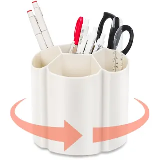 Light Autumn 360° Drehbarer Schreibtisch-Organizer mit 6 Fächern Set, Multifunktionaler Stifte- & Büromaterial-Halter, Platzsparender Utensilienkasten für Büro & Kunst, Modernes - Beige