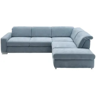 Beldomo Style Ecksofa, Hellblau, Metall, 5-Sitzer, Ottomane rechts, nicht einzeln stellbar, L-Form, 301x260 cm, Goldenes M, Typenauswahl, Bettkasten erhältlich, Stoffauswahl, Bettfunktion erhältlich, Wohnzimmer, Sofas & Couches, Wohnlandschaften, Ecksofas