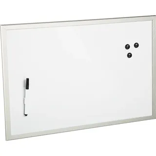 Zeller MDF-Magnet-Tafel, beschreibbar, 60 x 40 cm, weiß/aluminiumfarben