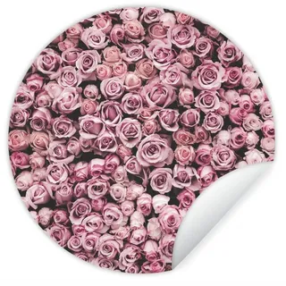 MuchoWow Wandsticker Blumen - Rosen - Natur - Rosa - Botanisch (1 St), Tapetensticker Selbstklebend, Wandbild Wohnzimmer, 80x80 cm bunt 80 cm x 80 cm x 0.1 cm