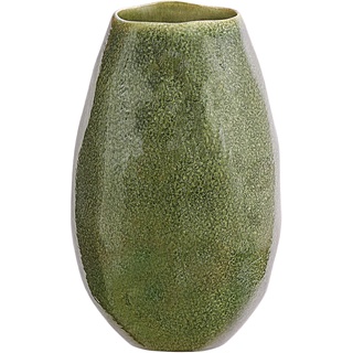 Dehner Vase Linn, bauchig, Höhe 30 cm, Keramik, lasiert, dunkelgrün
