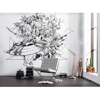 KOMAR Vlies Fototapete Avengers Black and White 300 x 280 cm