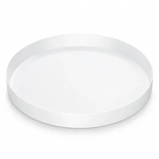 Yvttve Rundes Tablett Weiß aus Metall | Serviertablett Rund Dekoteller Dekotablett Matt (Weiß, Ø 25 cm)