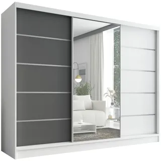 A&J MöbelLand Schiebetürenschrank AURELIA 1 200 x 215 x 59,5 cm Grau/Weiß