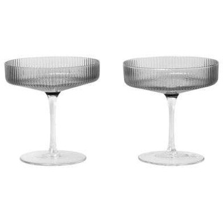 ferm LIVING - Ripple Champagne Saucers Set of 2 Smoked Grey