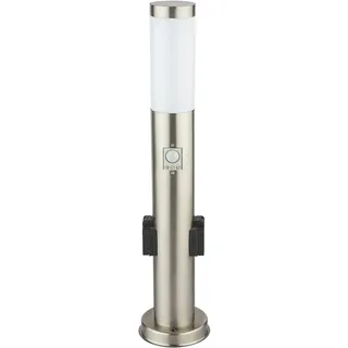 Stehlampe Garten dimmbar mit Fernbedienung Steckdosen Wegleuchte Außen mit Bewegungsmelder Sockelleuchte, Edelstahl, RGB LED 8,5W 806lm warmweiß, H 60cm
